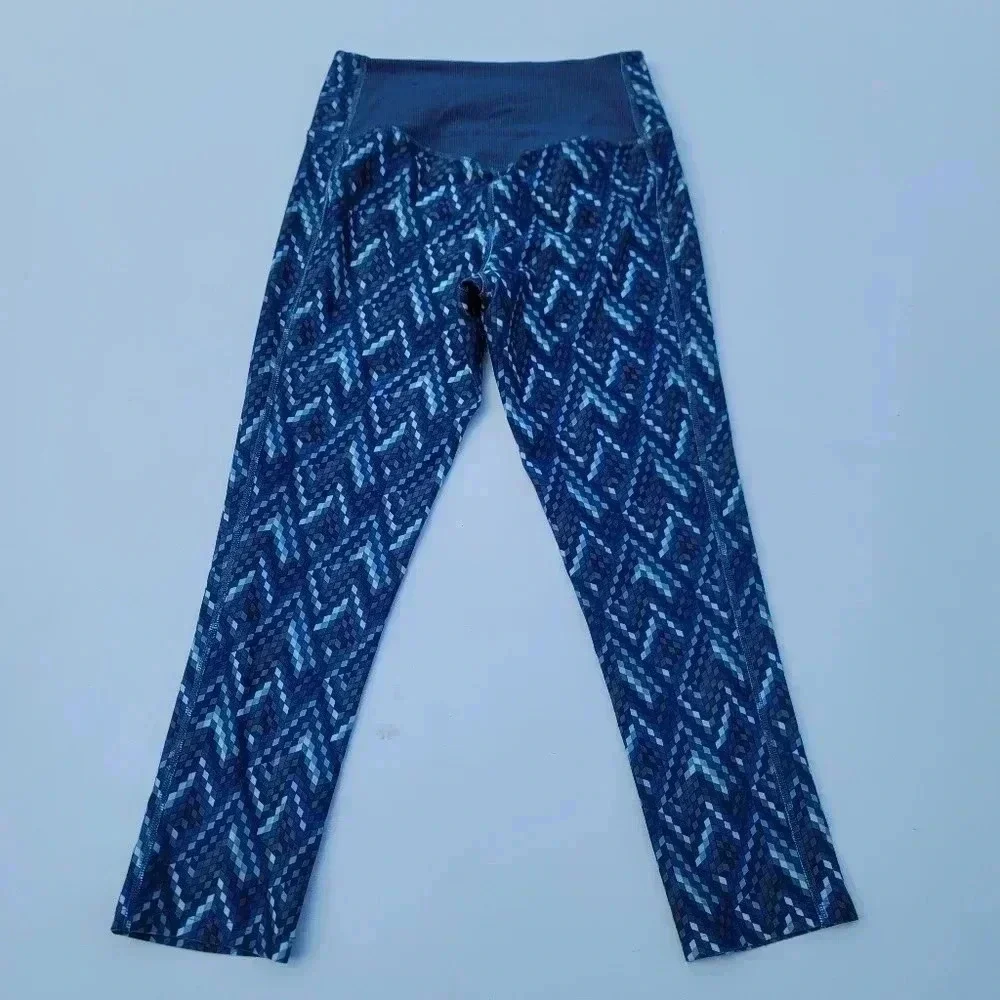 Nike Legging Womens XS Blue Crop Compression Athletic Pants Dri Fit Stretch Mesh